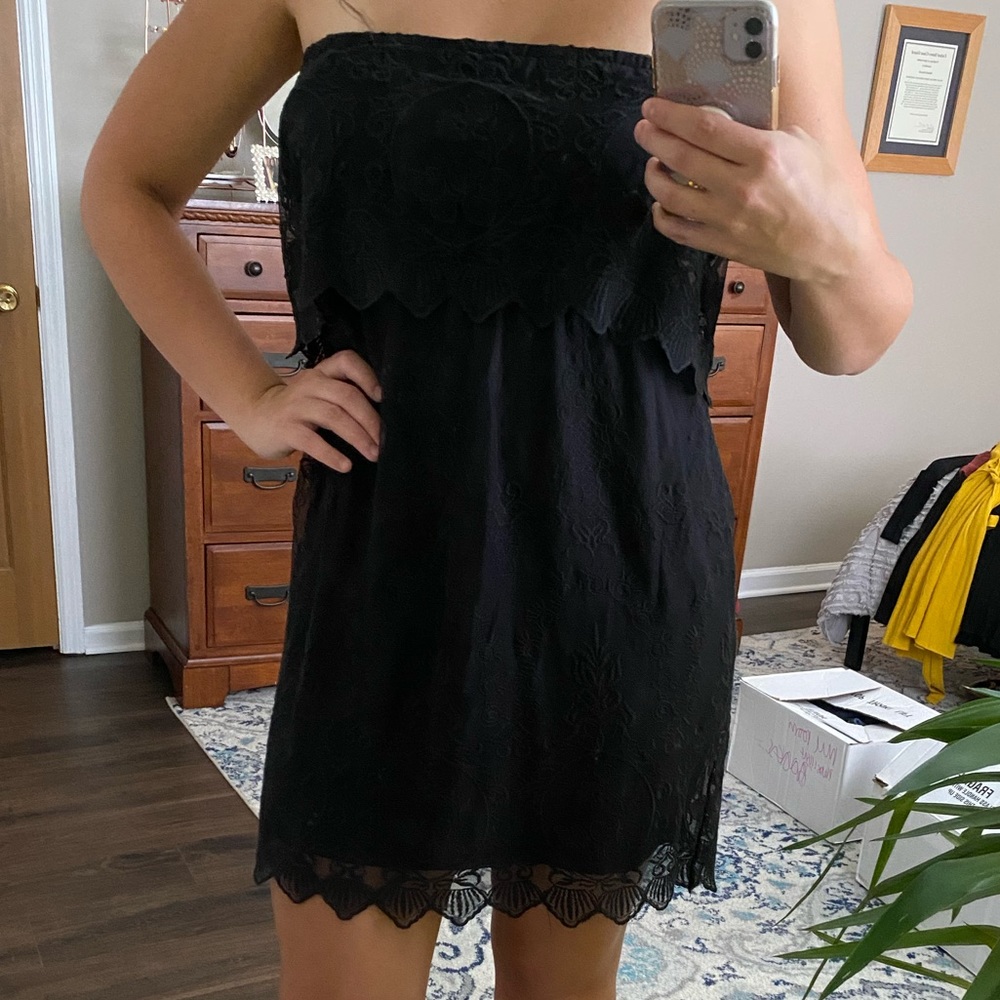 Black lace strapless backless dress Express Medium